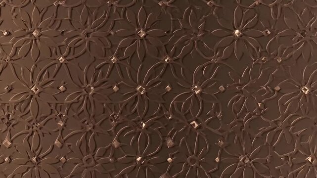 Intricate Ornate Floral Pattern Background with Embossed Texture and Golden Highlights, Luxury