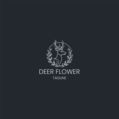 Fototapeta premium Deer flower logo design template vector illustration