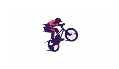 Dynamic BMX rider stunt logo vector illustration icon isolated on white background © Meerazul