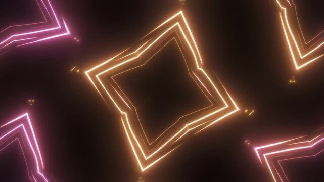 Rotating geometric frames glowing edges soft transitions seamless futuristic surreal ambience cascading softly glowing abstract unique style ultra realistic loop