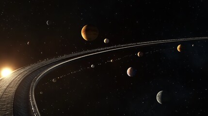 Stunning view of planets and rings in outer space