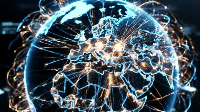 Global Network Connections and Data Transfer Visualization.