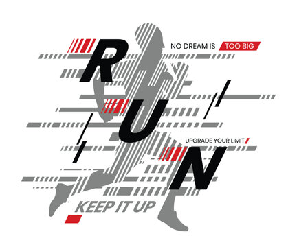 Run faster typography abstract design