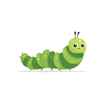 Flat 2D vector illustration of Caterpillar, simple icon style on a clean white background.