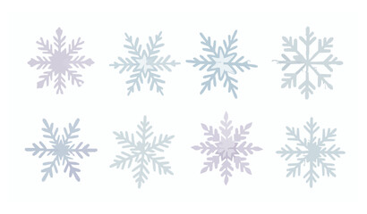 Fototapeta premium Nordic pastel watercolor snowflake collection isolated on white background