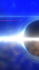 Obraz premium Glowing cosmic horizon with planetary edge and radiant blue light in deep space