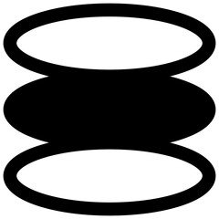 Ellipses. Outlined stroke vector icon with black-filled details.