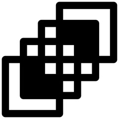 Obraz premium Layers. Outlined stroke vector icon with black-filled details.