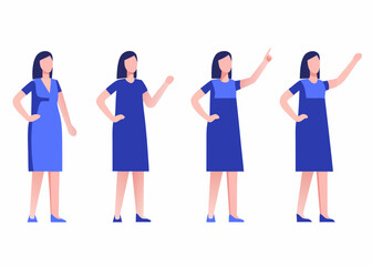 Obraz premium Four women in blue dresses shown in different poses and perspectives