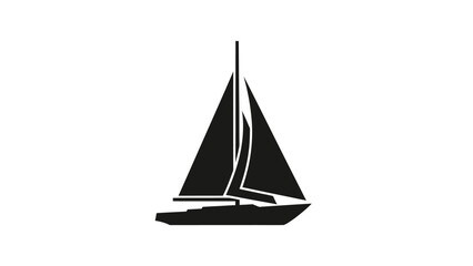 Fototapeta premium Sailing Boat Silhouette on White Background, Maritime Vessel.
