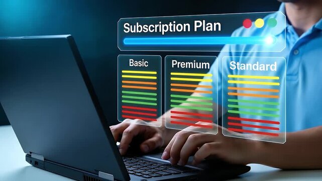 Subscription plan concept. Paid online service subscription plan.Subscription plan offers exclusive access to premium content, special discounts, and priority support.&nbsp;

