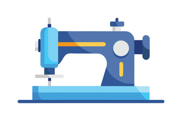 A colorful flat style illustration of a vintage sewing machine showcasing its mechanical components high quality