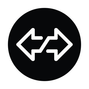 Vector icon of two arrows facing opposite directions in a black circle