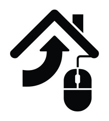 Naklejka premium Vector showing a house icon with a computer mouse connected by an arrow.
