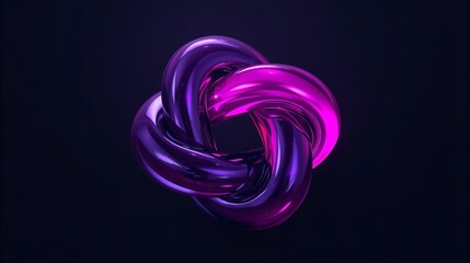 Abstract Glossy Liquid Knot Deep Violet and Pink