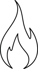 Obraz premium Simple black line drawing of a flame on a white background