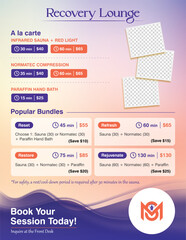 Fototapeta premium Recovery Lounge Menu Design