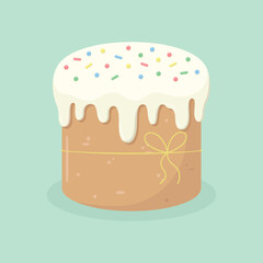 Easter cake with icing. Easter holiday elements. Happy Easter vector illustration.