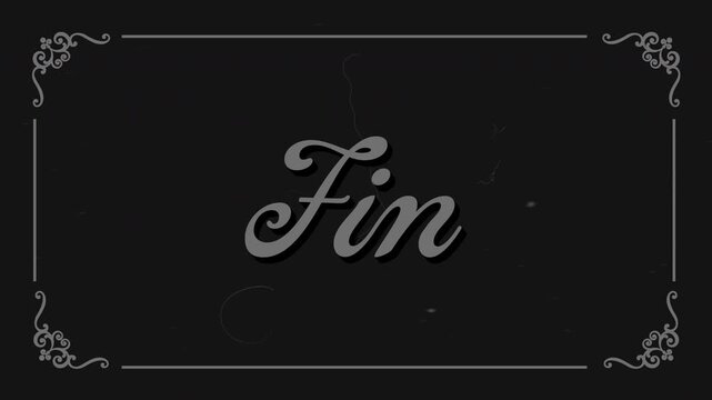 Animated Fin Translation Finish Text Writing with retro film frame 