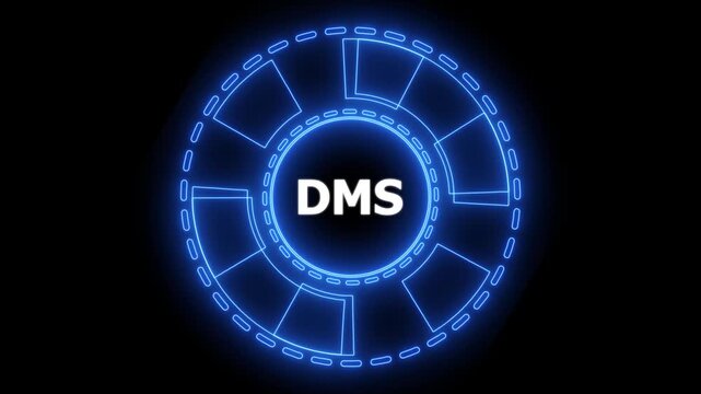 Document management DMS System Digital rights management. Business, Technology, Internet and network concept. glowing neon line circle animation.4k animation motion graphics video.