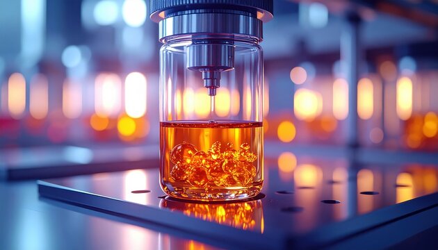 A FlyPro Firefly Spectrophotometer cuvette holding a clear protein solution, ready for essential laboratory analysis, presented in a high-resolution photographic style.