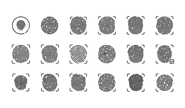 Title:
Fingerprint vector icon set with biometric scan symbols and personal identity verification collection