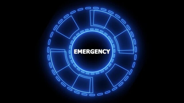 Health Care Emergency concept on screen. Modern medicine. Glowing blue neon line circle animation.4k animation motion graphics video.