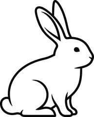 Obraz premium A simple black and white line drawing of a rabbit sitting upright.