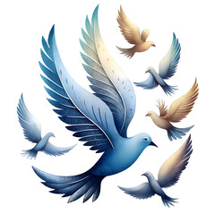 Fototapeta premium hand-sketched-icon-of-diverse-birds-flying-in-form