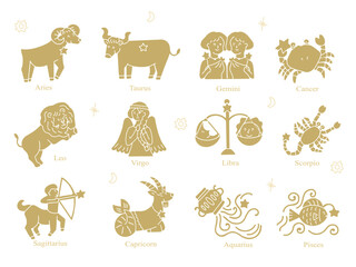シンプルな12星座イラスト