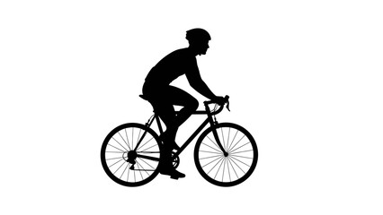Obraz premium Silhouette of a cyclist riding a bicycle wearing a helmet.