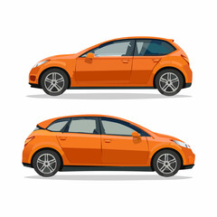 Obraz premium Orange hatchback car two angle
