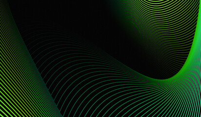 The dense, fine green lines form dynamic waves that give a sense of depth and movement. The detailed texture gives it a technological yet organic feel. © Mifta