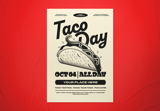 Black & Beige National Taco Day Flyer