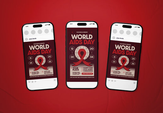 Black & Red Retro Bold World Aids Day Social Media