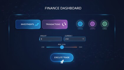 Finance Dashboard Interface for Investment Management Transactions and Stock Analytics