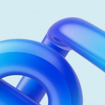 A blue chain link on a light blue background appears to be unlinked.