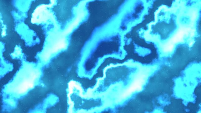 Swirling blue and white patterns flow with dynamic light across the screen