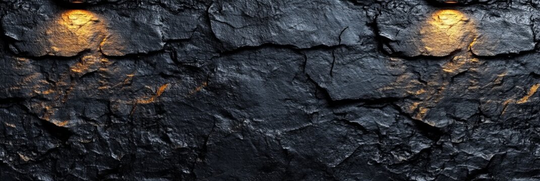 Dark Obsidian Stone with Eerie Glow, Moody Lighting, and Textured Backdrop for Abstract Art