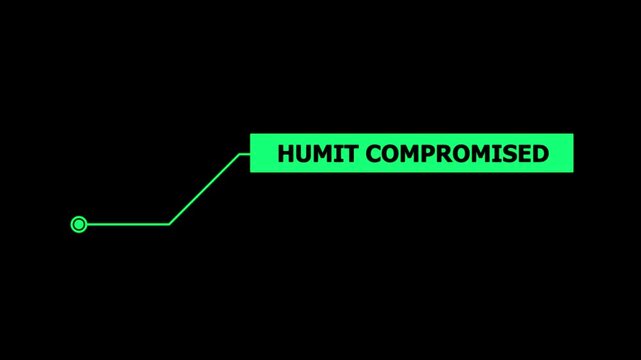 Hud Callout Interface Lines For Corporate Webinar Slide. HUD elements on black background. Futuristic callout title. Virtual sci fi textbox for HUD.Animation of HUD elements with text humit compromise