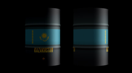 Kazakhstan oil crude petroleum fuel barrels in row