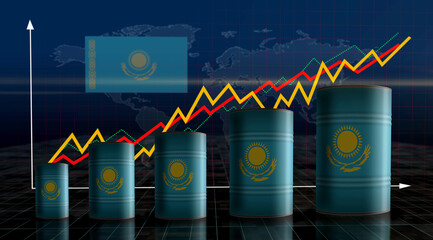 Kazakhstan oil crude petroleum fuel barrels on chart