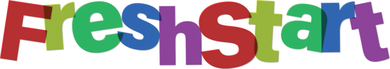 Fototapete Rund Positive Typografie Colorful Fresh Start text with multicolored letters  motivational phrase for new beginnings and positive vibes  © Parvin