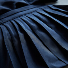 Fototapeta premium Dark blue pleated satin skirt with elegant folds and smooth texture