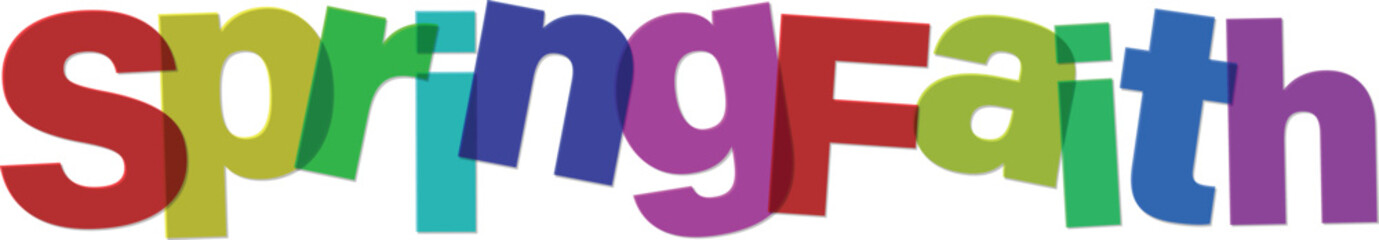 Colorful spring faith text with rainbow letters in 3d style  vibrant multicolored typography design element © Parvin