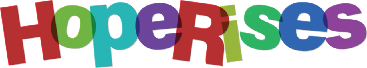 Fototapete Rund Positive Typografie Colorful typographic design with overlapping letters in rainbow colors  positive motivational phrase  symbol of optimism and encouragement  © Parvin