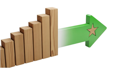 Wooden Bars with Green Arrow.