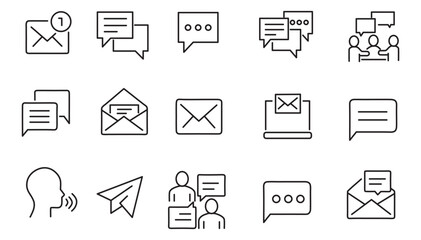 Communication Line Icon Set with Editable Stroke Vector Illustration © Ahtsham