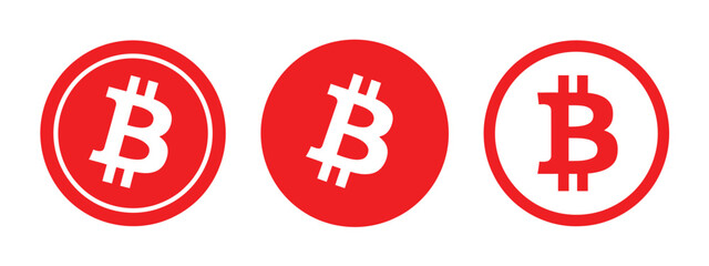 Bitcoin symbol icon set, crypto currency and digital coin logo, blockchain and financial technology concept, investment and online payment illustration