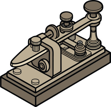 Vintage telegraph machine with brass and brown tones antique communication